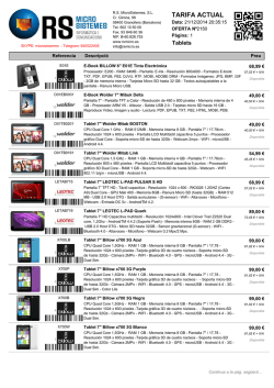 TARIFA ACTUAL - RS MicroSistemes, SL