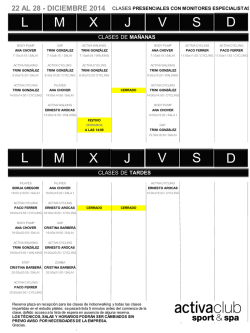 Horarios de Actividades Dirigidas - Activa Club