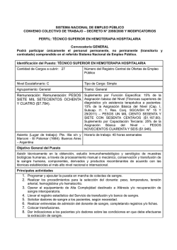 Nivel C - T&eacute;cnico Superior en Hemoterapia - Hospital Posadas
