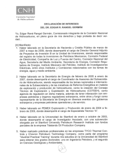 DECLARACI&Oacute;N DE INTEREsEs DEL DR. EDGAR R. RANGEL