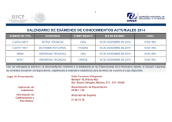 CALENDARIO DE EX&Aacute;MENES DE CONOCIMIENTOS - Cnsf