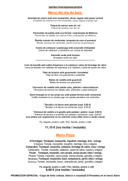 Men&uacute; diario 19 de diciembre del 2014 - Restaurante de Baix