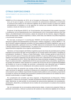 ORDEN de 26 de diciembre de 2014, de la Consejera de Educaci&oacute;n