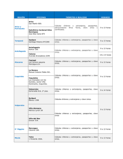 REGI&Oacute;N OFICINAS TR&Aacute;MITES A REALIZAR HORARIO Arica y