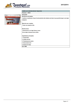 COMPLEJO B BIOXICAVIN 60 TABLETAS Producto : 80423