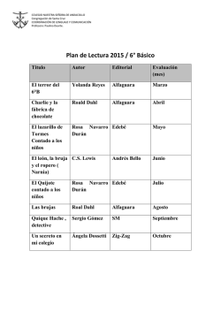 Plan de Lectura 2015 / 6&deg; B&aacute;sico - Colegio Nuestra Se&ntilde;ora de