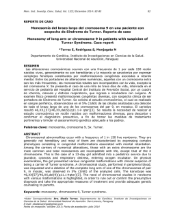 MONOSOMIA DEL BRAZO LARGO DEL CROMOSOMA 9 - SciELO