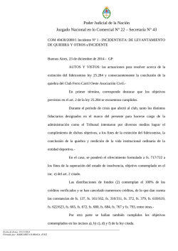 Poder Judicial de la Naci&oacute;n Juzgado Nacional en lo Comercial N&deg; 22
