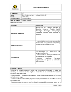 N&deg; Vacantes 1 Cargo Coordinador del Centro - Uniclaretiana