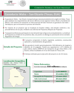 Gasoducto Waha &mdash; San Elizario (Texas, EUA) - CFE