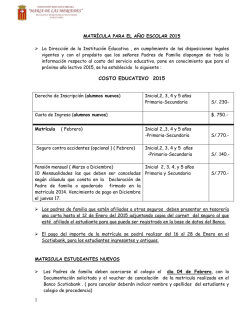 Matr&iacute;cula 2015 - Estudiantes Nuevos