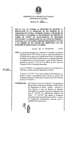 por el cual se autoriza al ministerio de hacienda la modificaci&oacute;n en