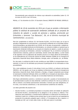 Anuncio de 18 de noviembre de 2014 por el que se somete a