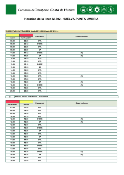 Horarios de la l&iacute;nea M-302 - HUELVA-PUNTA UMBRIA