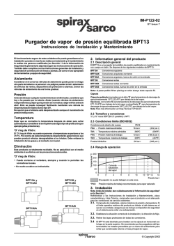 Trampa para vapor de presi&oacute;n equilibrada BPT13 - Spirax Sarco