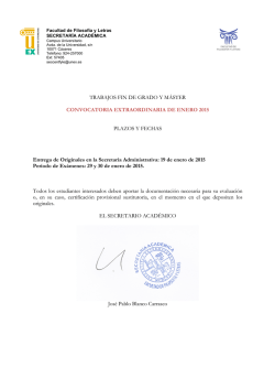 TFG y TFM:Convocatoria Extraordinaria Enero 2015