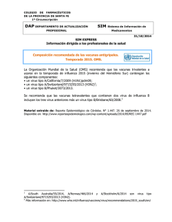 Vacuna antigripal. Composici&oacute;n temporada 2015.
