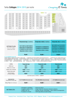 Tarifas Cottages 2014/2015 por noche