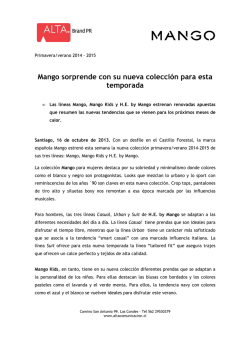 CP Lanzamiento colecci&oacute;n primavera verano Mango