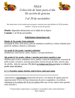 NSAA Colecci&oacute;n de latas para el d&iacute;a De acci&oacute;n de gracias 3 al 20