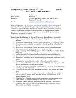 SPANISH SPEAKERS III COURSE SYLLABUS 2014-2015