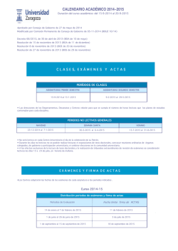 CALENDARIO ACAD&Eacute;MICO 2014~2015