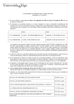 CALENDARIO ACAD&Eacute;MICO DEL CURSO 2014