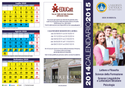 Calendario Accademico 2014-2015 - Universit&agrave; Cattolica del Sacro