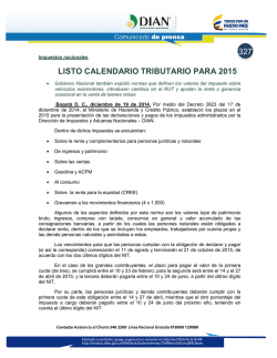 327 LISTO CALENDARIO TRIBUTARIO PARA 2015