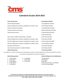 Calendario Escolar 2014-2015 - Charlotte