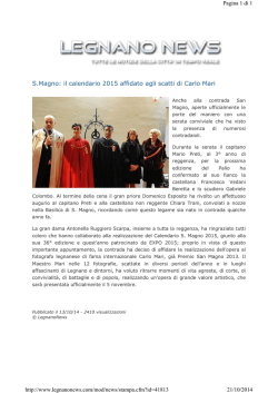 S.Magno: il calendario 2015 affidato agli scatti di Carlo Mari