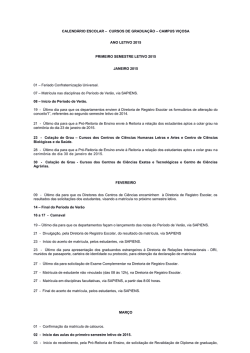 Calend&aacute;rio Escolar &ndash; Gradua&ccedil;&atilde;o 2015