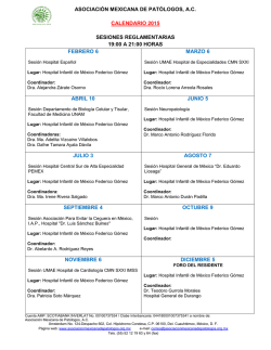 asociaci&oacute;n mexicana de pat&oacute;logos, ac calendario 2015 sesiones