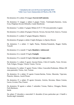 Calendario dei corsi di Esercizi Spirituali 2015 Nella Casa Cuore