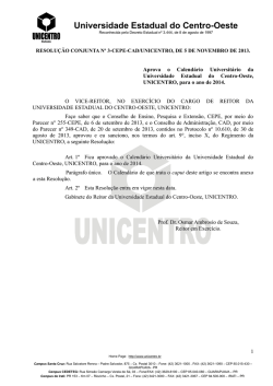 Calend&aacute;rio Acad&ecirc;mico 2014 - Universidade Estadual do Centro