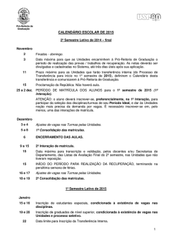 CALEND&Aacute;RIO ESCOLAR DE 2015