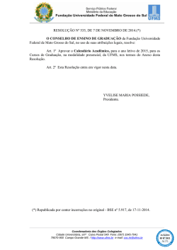 Calend&aacute;rio - Universidade Federal de Mato Grosso do Sul