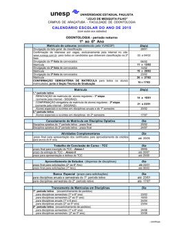 Calend&aacute;rio Escolar do Ano de 2015