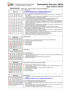 Calend&aacute;rio Escolar UFSJ Ano Letivo 2014