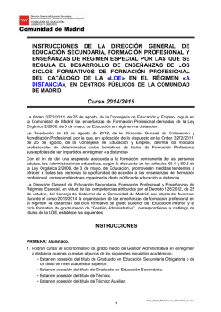 Curso 2014/2015 - Comunidad de Madrid