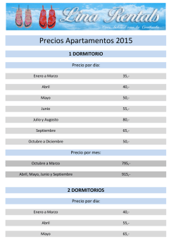 Precios Apartamentos 2015 - Lina Rentals