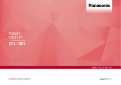 AQUAREA PRICE LIST 2014 - 2015