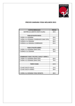 PRECIOS SAMSARA YOGA WELLNESS 2015