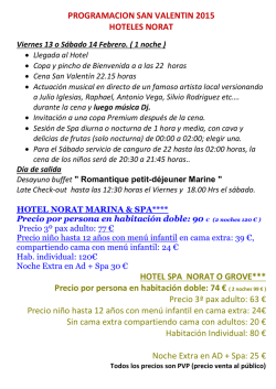 PROGRAMACION SAN VALENTIN 2015 HOTELES NORAT HOTEL