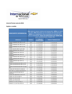 Lista de Precios Junio de 2014 Sujetos a cambio