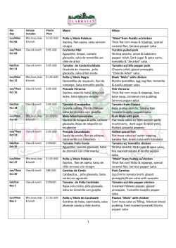 cooking classes Calendar el arrayan 2014