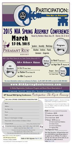 2015 NIA SPRING ASSEMBLY CONFERENCE