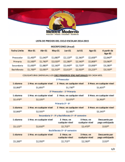 lista de precios del ciclo escolar 2014-‐2015
