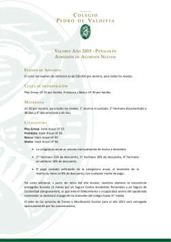 Valores admisi&oacute;n alumnos nuevos CPV Pe&ntilde;alolen