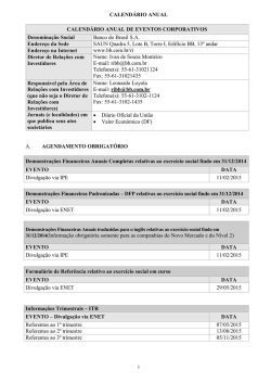 Calend&aacute;rio de Eventos Corporativos